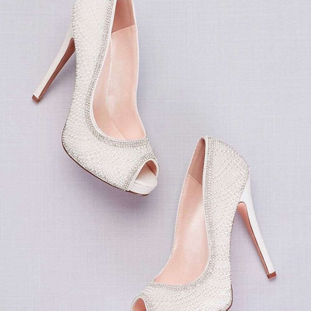 Crystal encrusted peep-toe heels - wedding - Picture 2 of 6